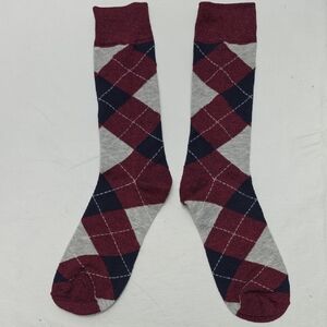 Argyle Patterned Men's Socks - Red and Gray